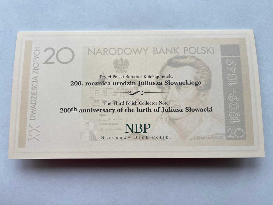 20 ZŁ Banknot 200-lecie urodzin Juliusza Słowackiego nr. 4998