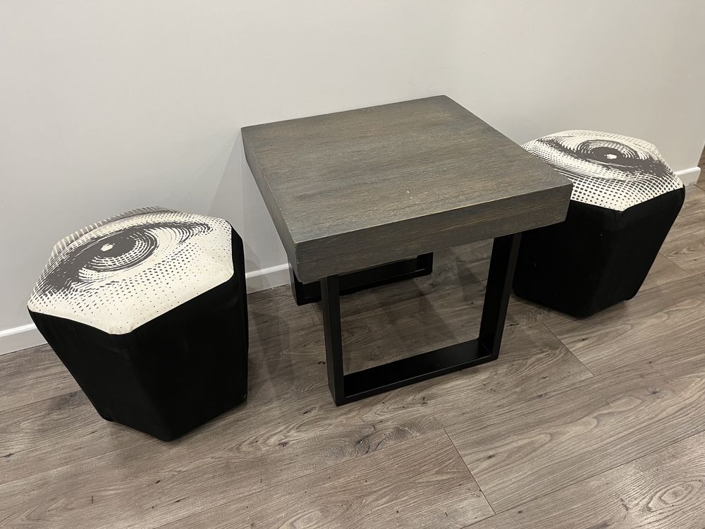 pufa retro design prl ręcznie obijana heksagon fornasetti