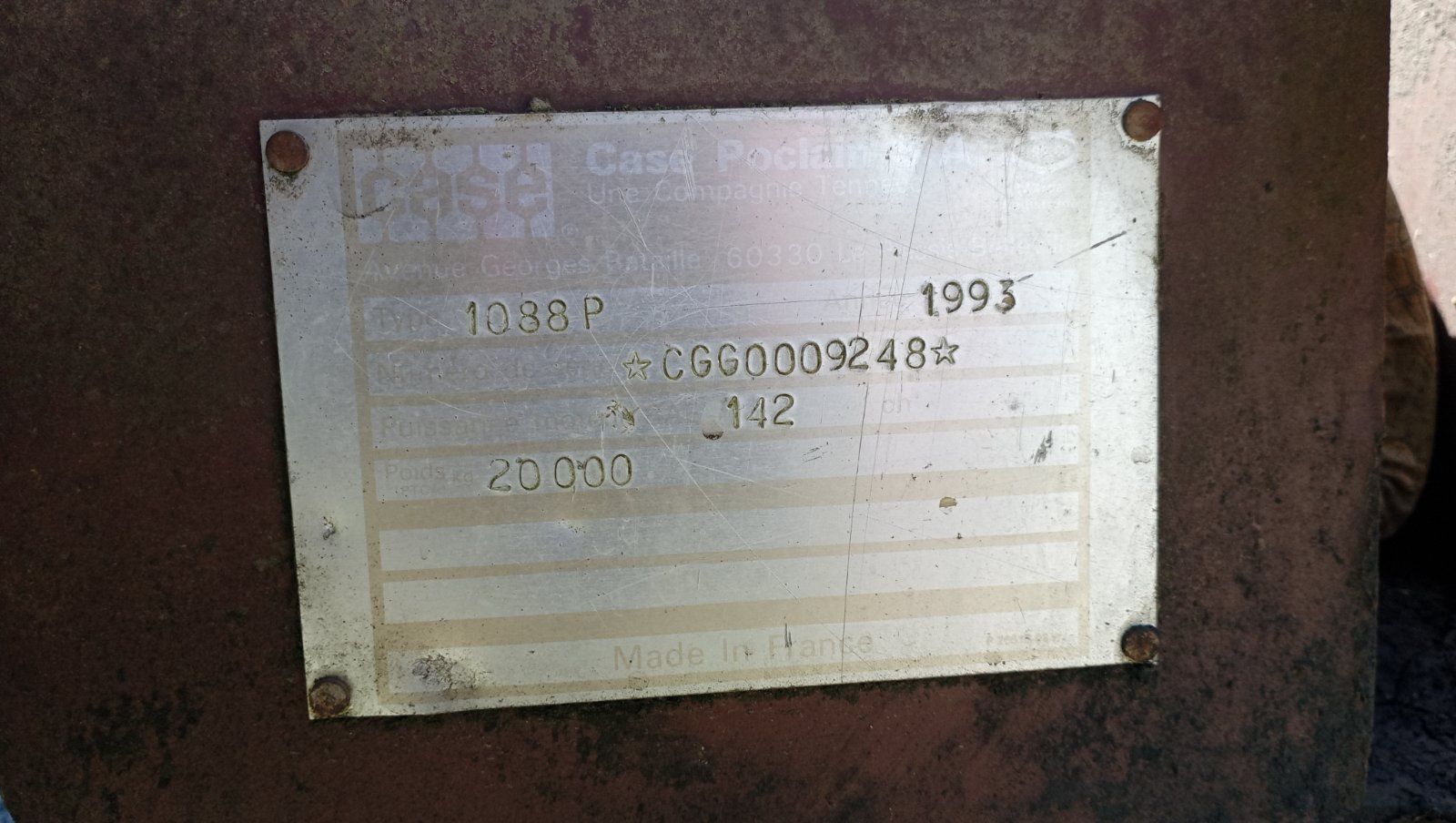 CASE 1088P 1993 продаж