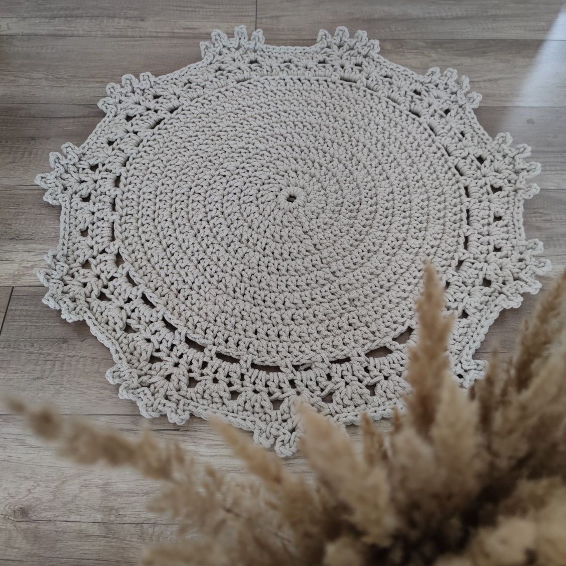 Dywan ręcznie robiony szydełkowany bawełna 75cm