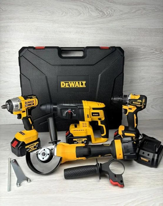Набор 4в1 АКБ DeWalt 48 V Перфоратор Болгарка Шуруповерт Гайковерт