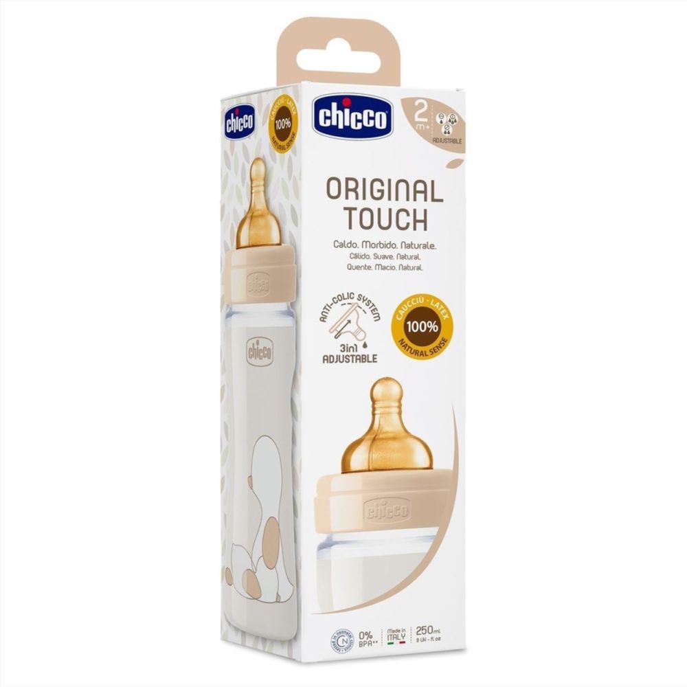 Пластикова пляшечка Chicco Original Touch, 250 мл, соска латексна від