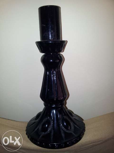 Castiçal em Vidro Preto