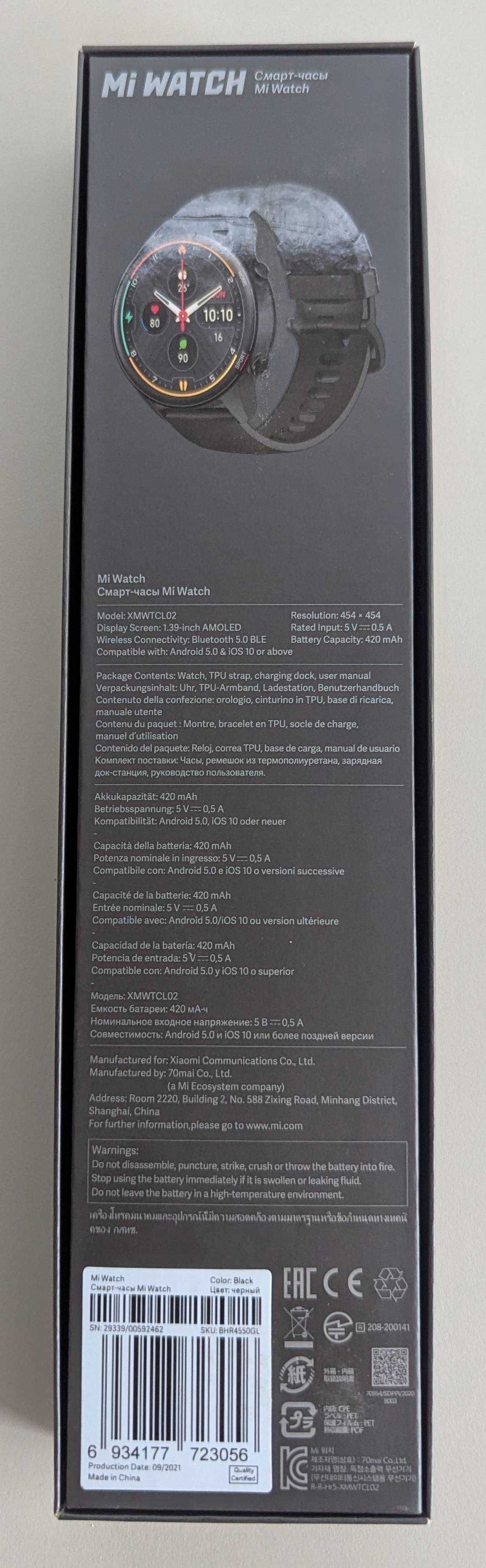 Zegarek Smartwatch Xiaomi Mi Watch Black z Językiem Polskim