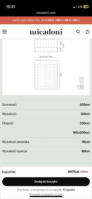 Nowe Łóżko sypialnia 180x200 Kelp micadoni w sklepie 5000zl