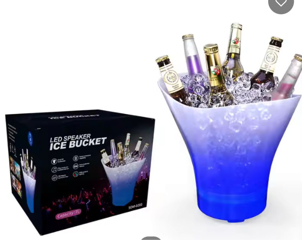Wiaderko na lód coller pojemnik 7 lit Glosnik podswietlenie RGB