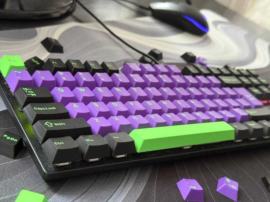 Keycapy CYBERPUNK / ANIME PBT – Fioletowo-Zielony Kultowy Styl