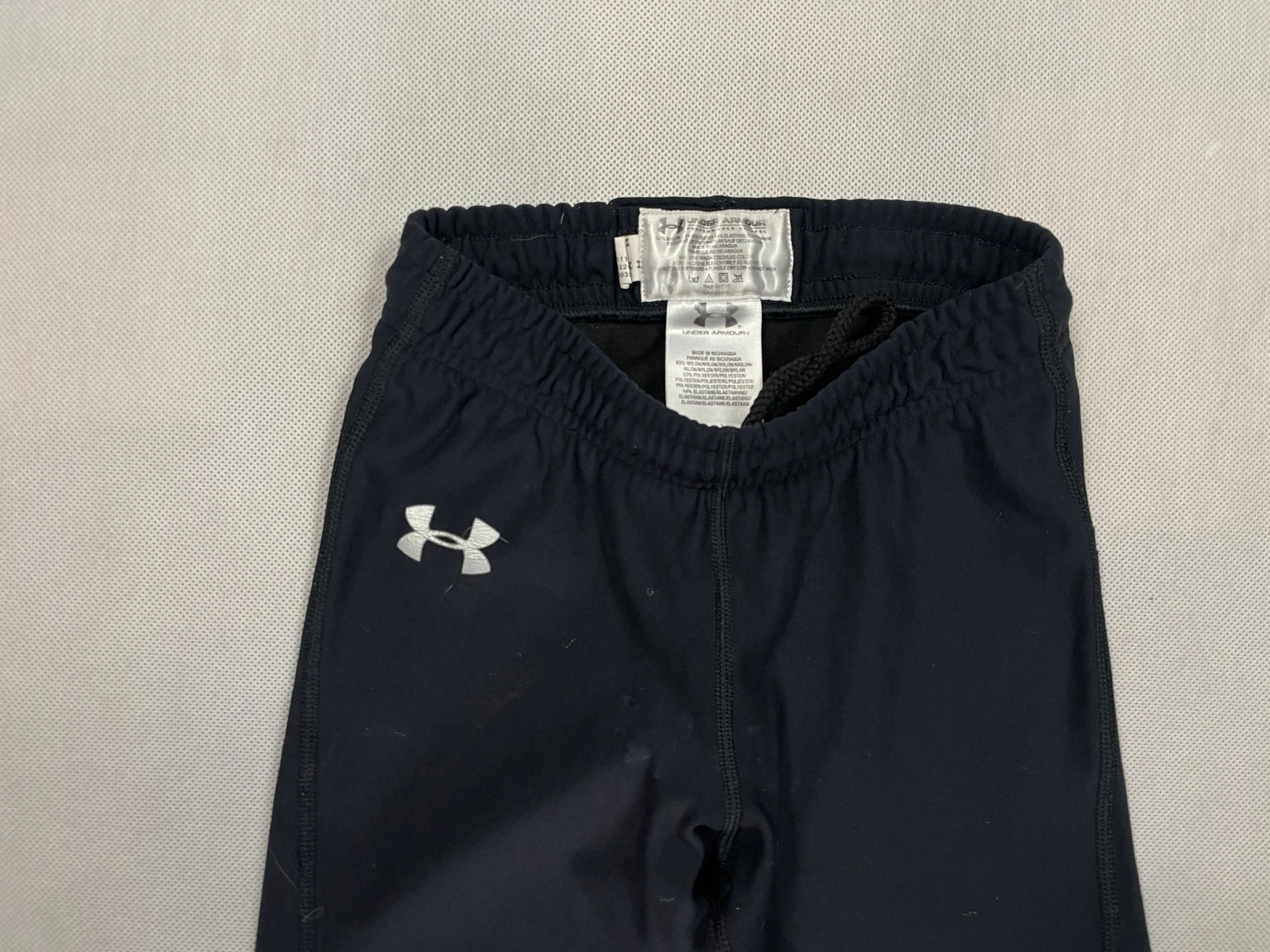 Under Armour Leginsy Dziecięce Damskie Czarne Logo Klasyk Unikat 7Y 8Y