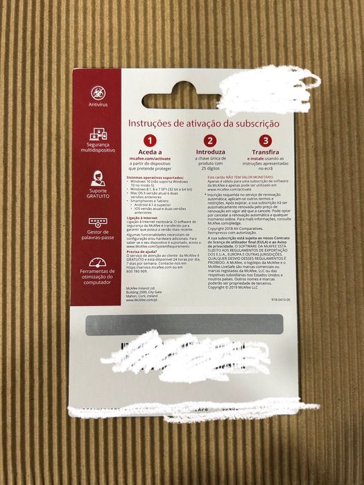 McAfee Internet Security – 1 Ano (3 disp) – Cartão Original Selado