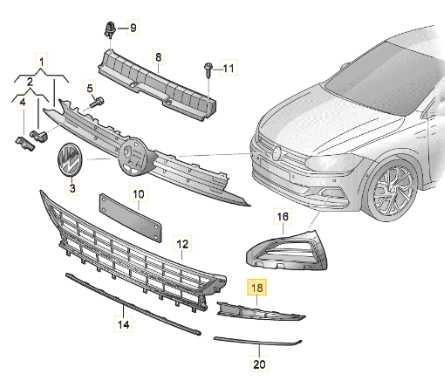Grelha de ventilação Volkswagem polo 2018