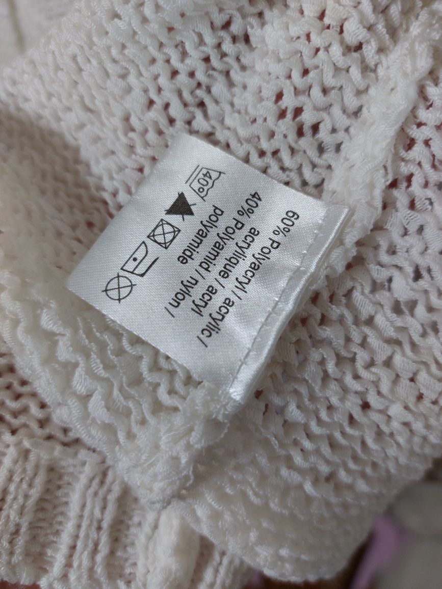 Biały sweter 44/XXL kremowy kardigan 42/XL top dziergany sweterek top