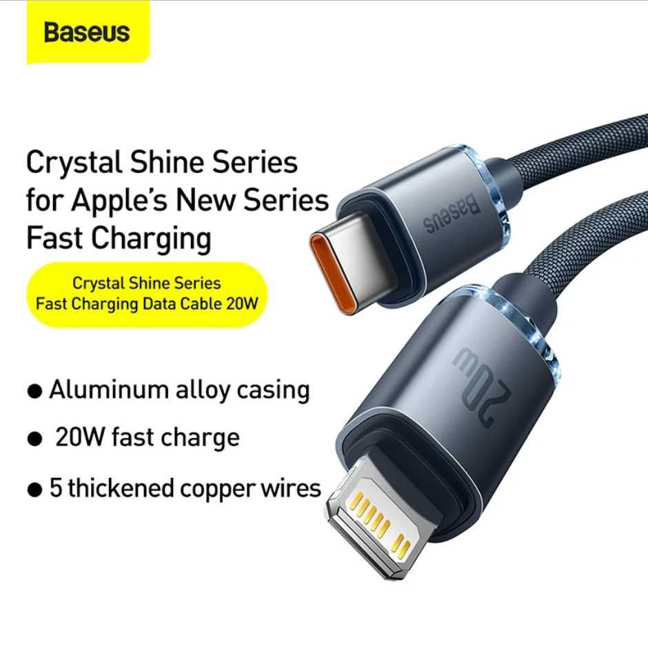 Кабель Baseus iPhone USB-C-Lightning Crystal PD 20W 1.2m Новинка!!!