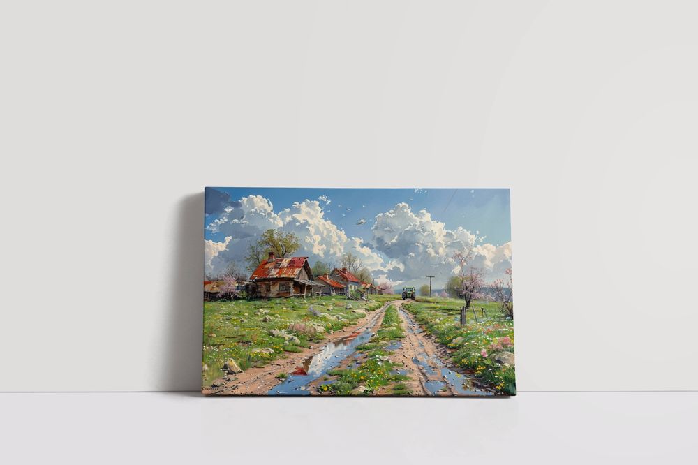 Obraz na płótnie "Wiosenny Dzień na Polskiej Wsi" 120x80 cm
