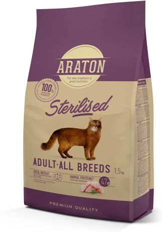 Сухой корм для стерилизованных котов ARATON STERILISED для всех пород