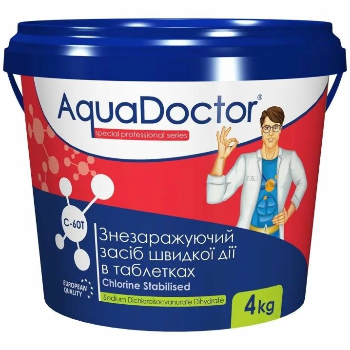 Хлор для басейну AquaDoctor C-60T, 4 кг