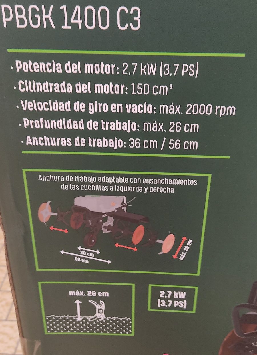 Motoenxada Parkside a gasolina (nova + garantia 3 anos)