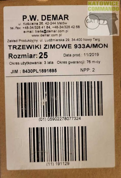 Buty Zimowe DEMAR Wzór 933A/MON rozmiar 25/39,5