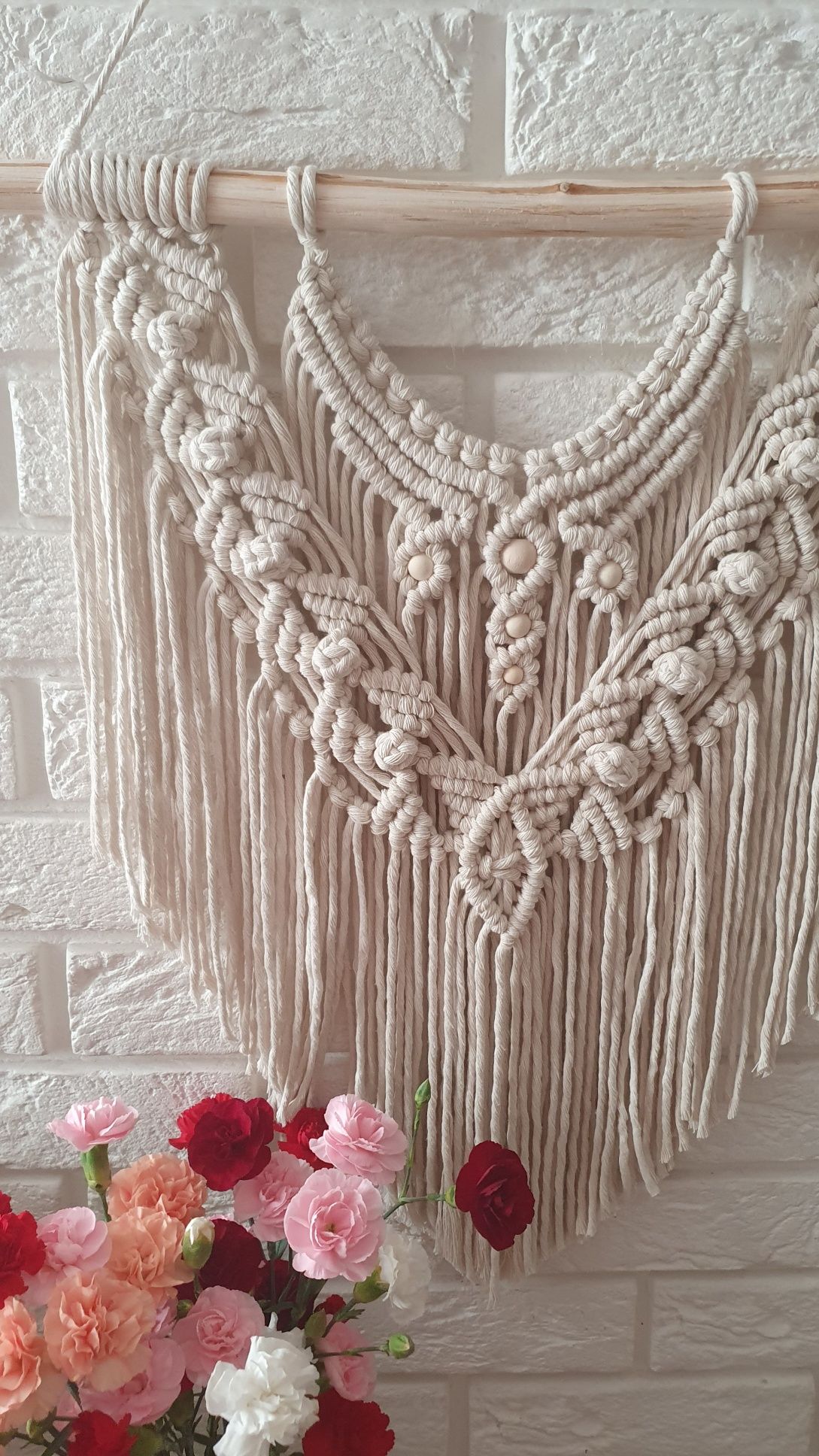 Makrama Jaśmina boho style ozodba na ścianę do salonu handmade