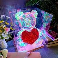 Кришталевий ведмедик, 3D LED нічник з червоним серцем