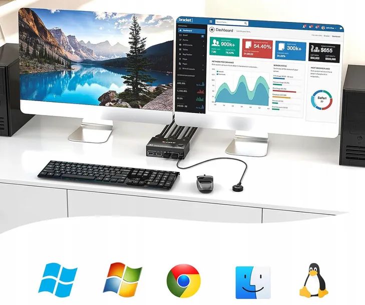 kontroler kvm kceve kc-kvm202dp  usb 3.0 2 pc vv