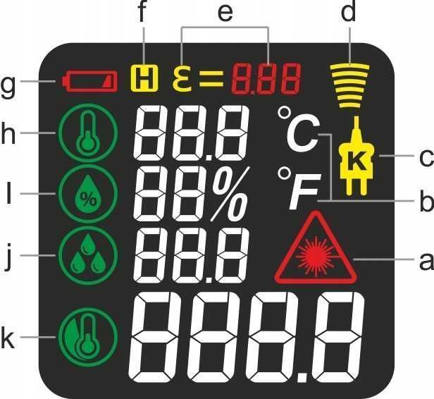 Pirometr Laserowy Termopara Higrometr -50 +650°C