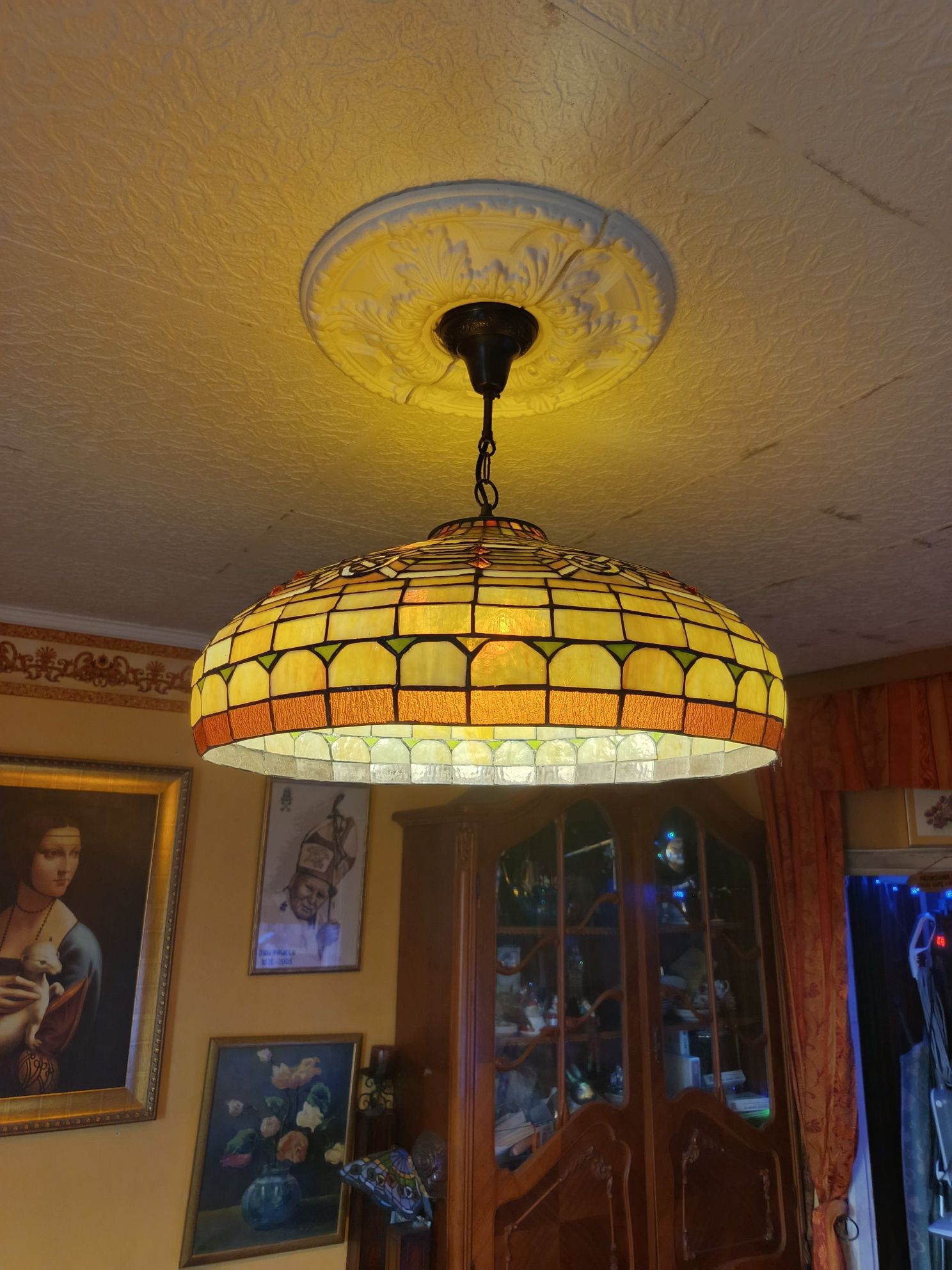 Lampa sufitowa wisząca witrażowa Tiffany duża