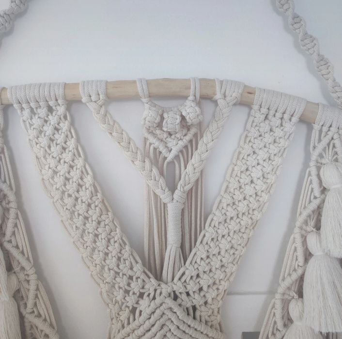 Painel de parede em macramé