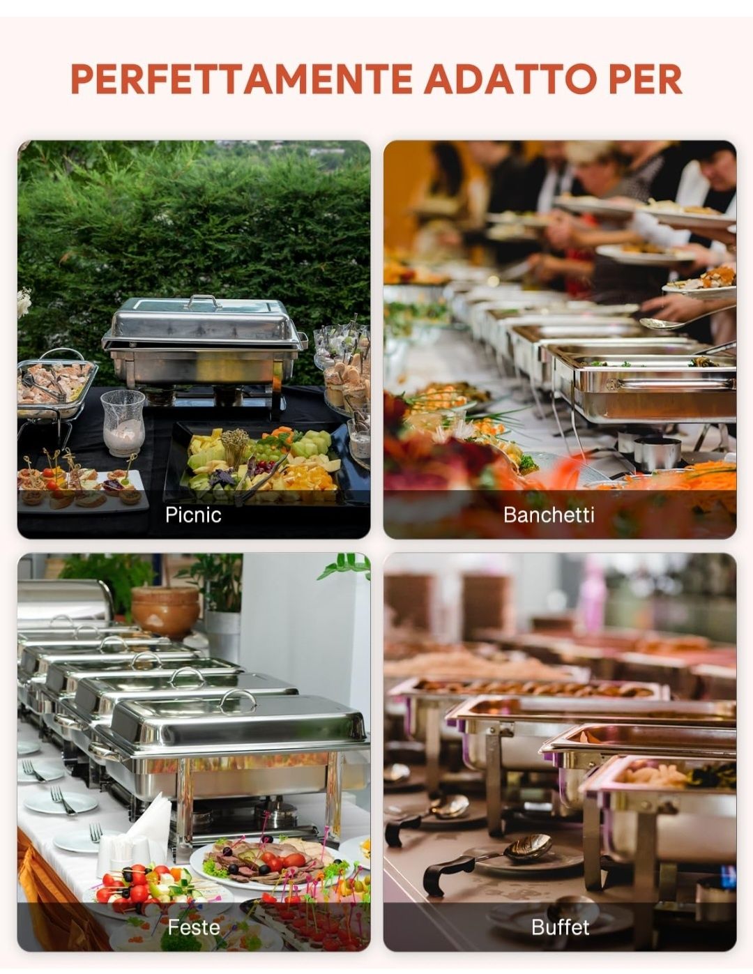 Zestaw do podgrzewania potraw ze stali nierdzewnej do cateringu