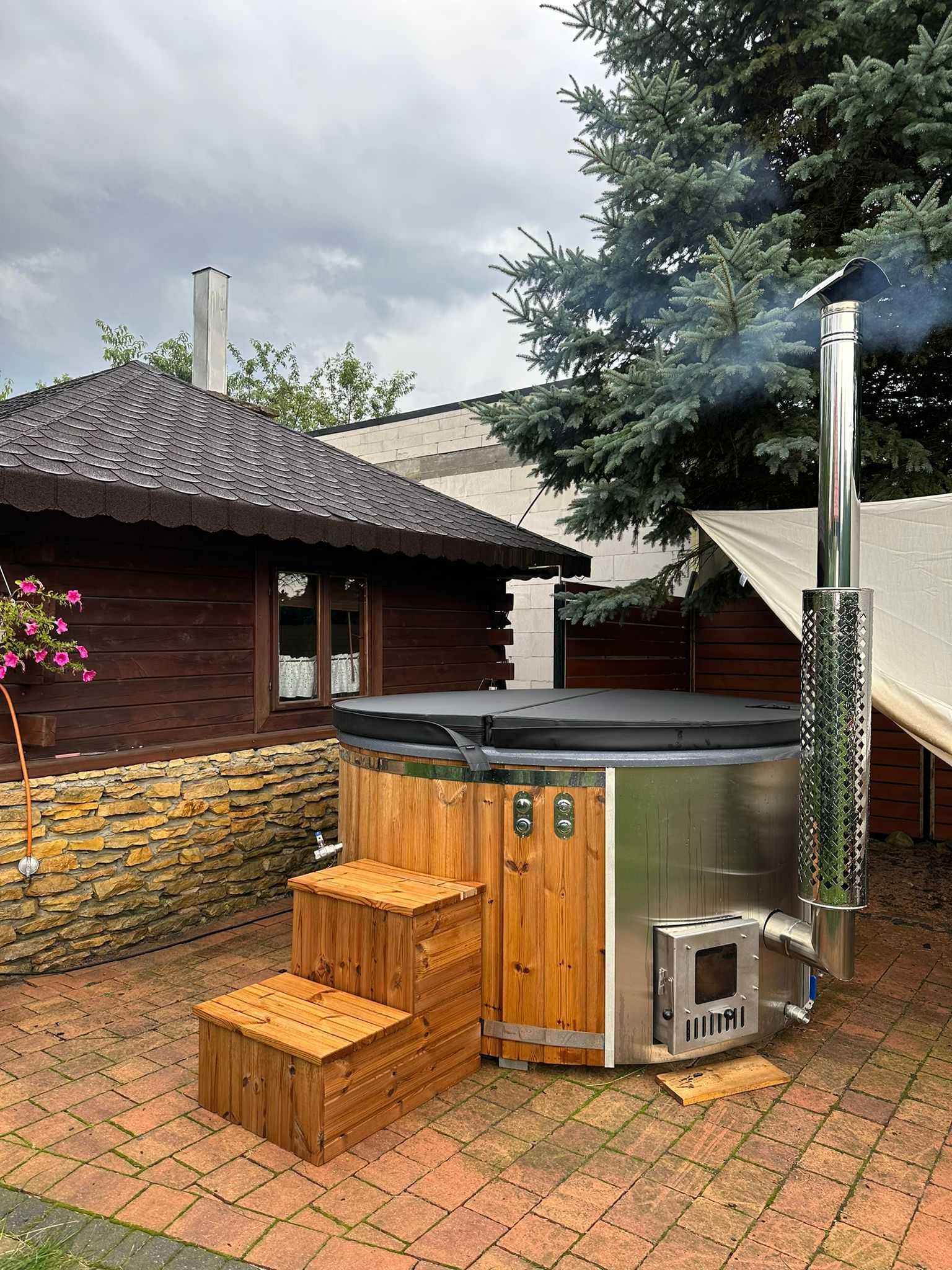 Balia Ogrodowa, Jacuzzi, Ruska Bania, Hot Tub, Stojak na drewno GRATIS