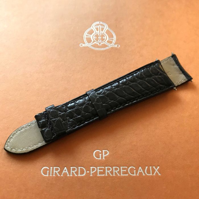 Correia bracelete Girard Perregaux NOVA pele crocodilo aligator preta