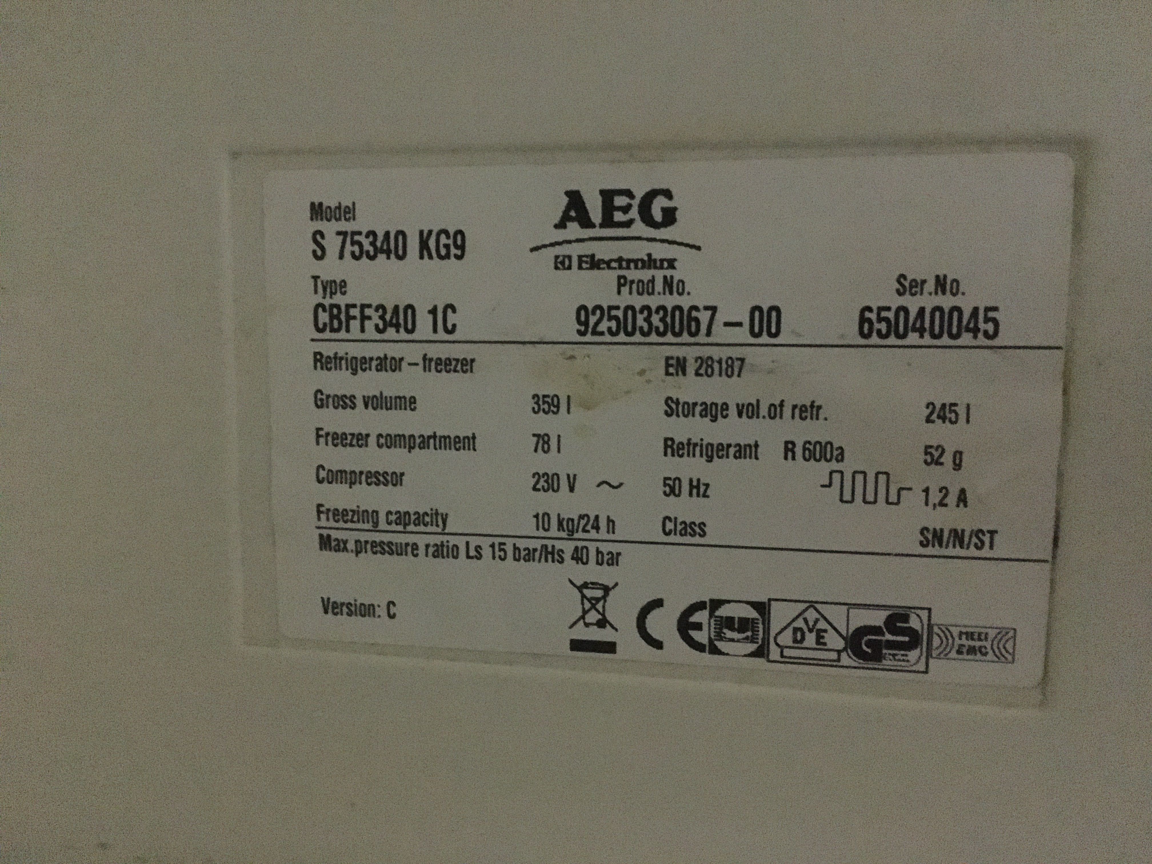 Холодильник AEG (Electrolux) на запчастини або весь