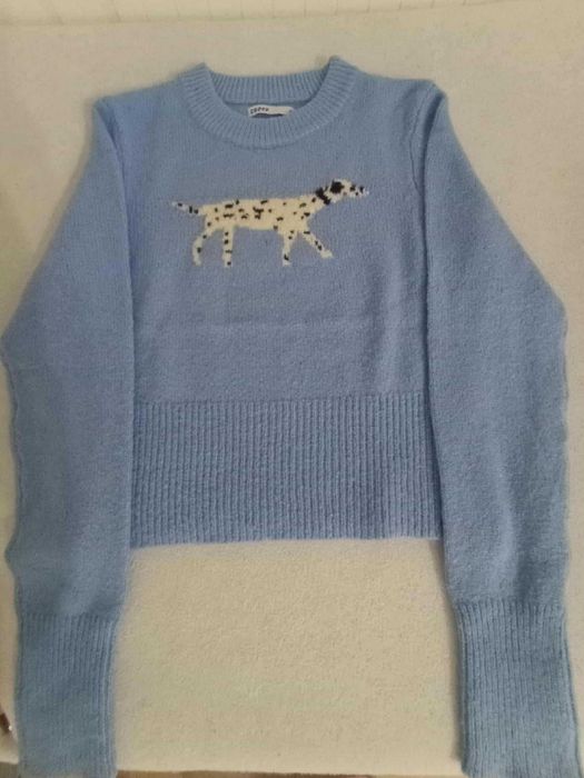 Błękitny sweterek z dalamatyńczykiem CROPP