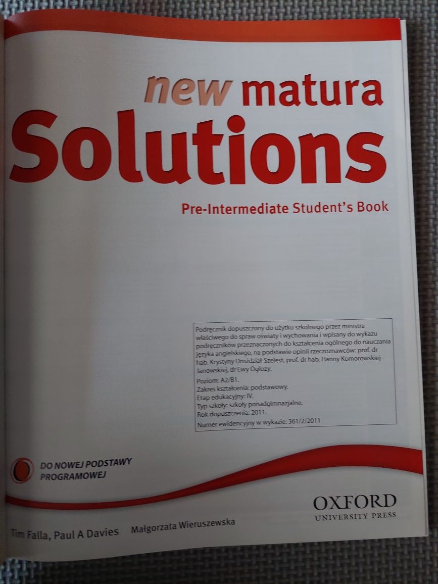 New Matura Solutions. Pre-Intermediate Student's Book