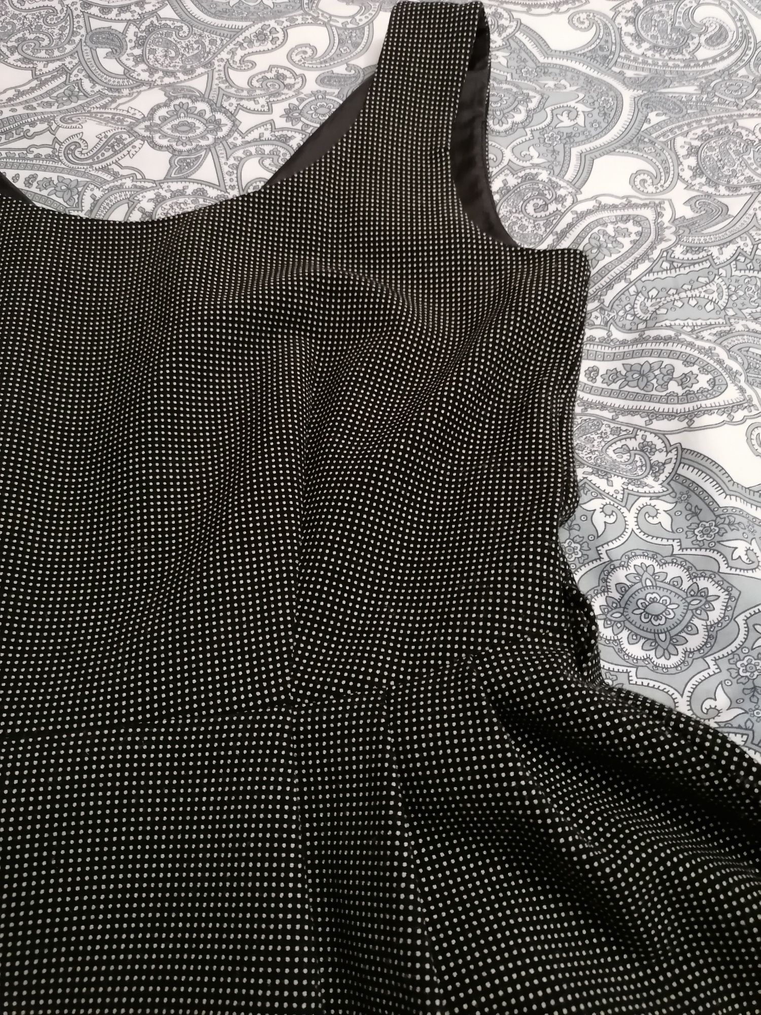 NEXT, sukienka midi, r. 8, S/M, czarna w groszki/kropeczki, Vintage