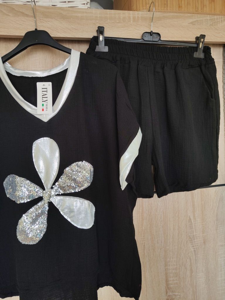 Zestaw komplet muślin bawełna bawełniany plus size 48 50 duży rozmiar