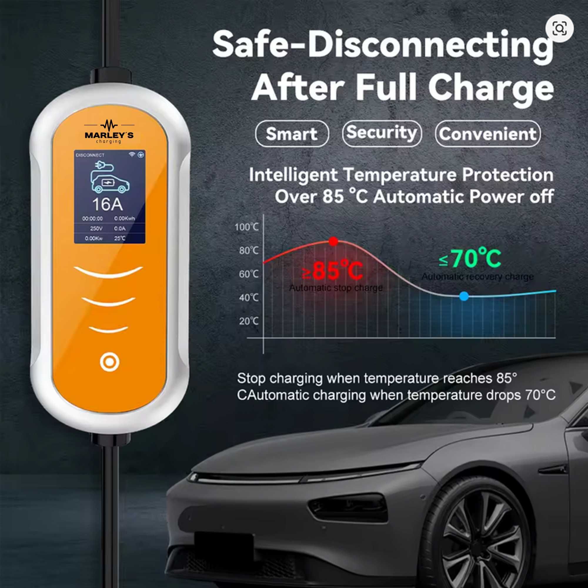 Carregador Portátil 11 kw - 16A -Tipo 2 - C/ APP WI-FI