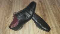 Buty CLARKS EU42 27cm Skórzane czarne markowe pantofle Skóra*