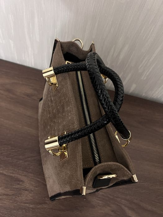 Нова італійська сумка, натуральна замша/шкіра