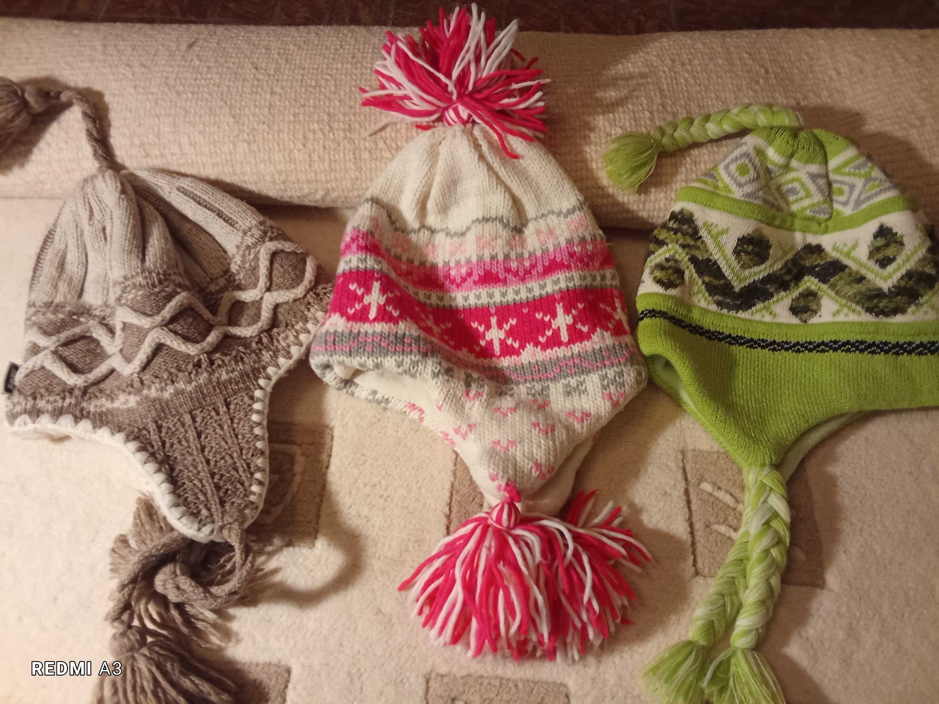 Czapka, szalik, Ręczna robota, wełna, modny zolty
