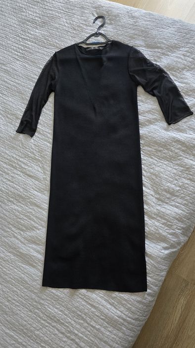 Zara sukienka czarna tiulowe rękawy L jak nowa