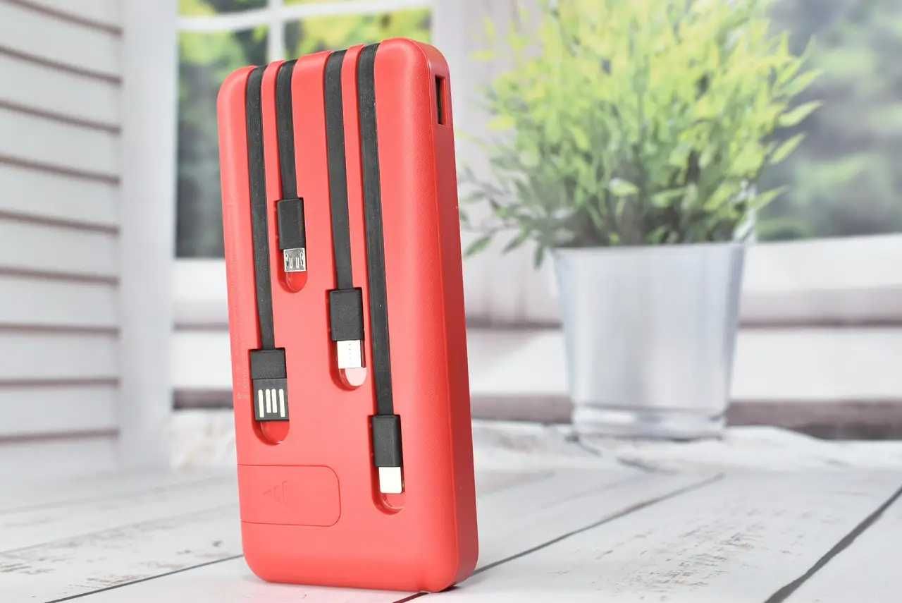 Павербанк з швидкою зарядкою + Ліхтарик 10000 mAh Red Powerbank