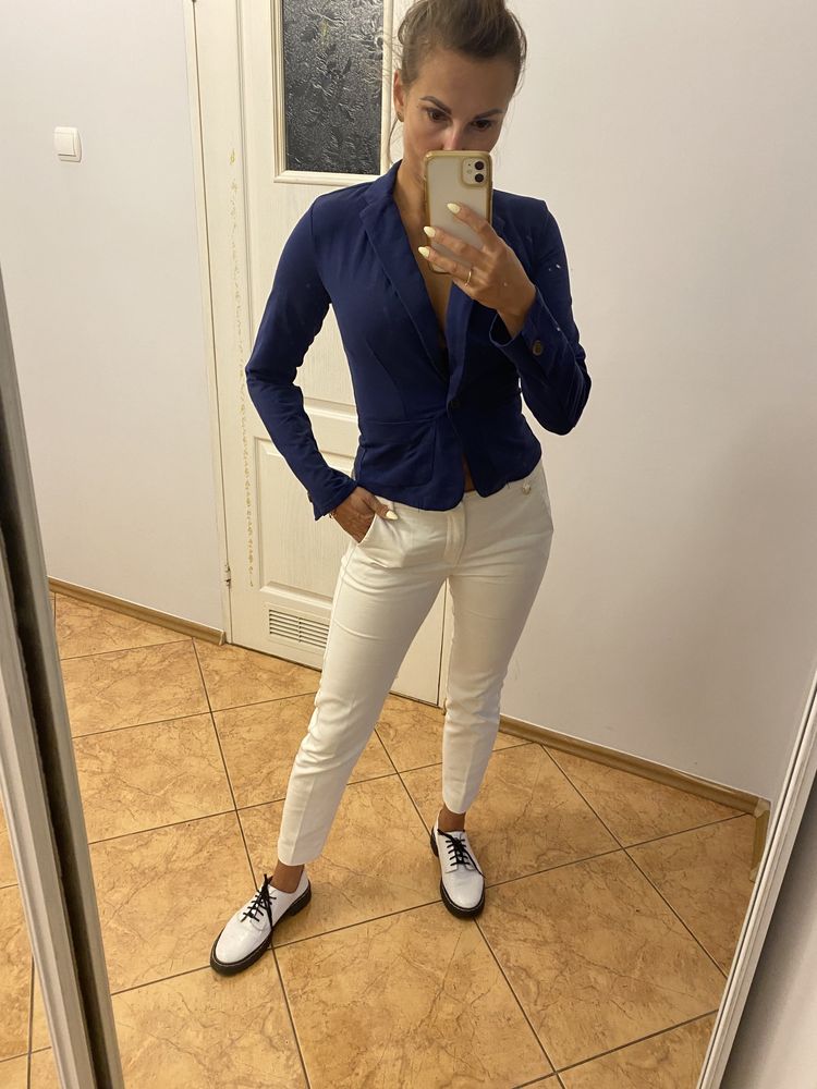 Zara marynarka zakiet garnitur elegancka granat XS 34 marynarska