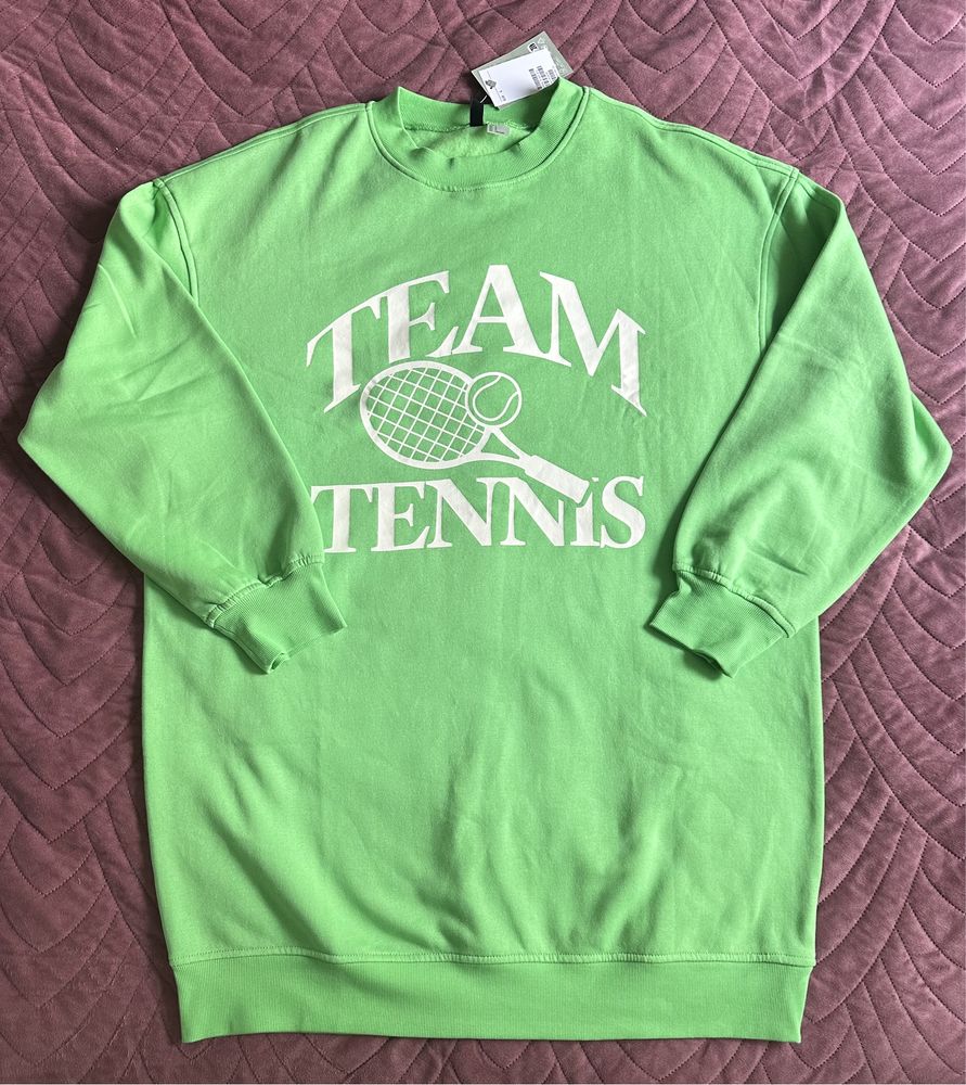 Nowa duża długa bluza H&M L 40 zielona Team Tennis over size