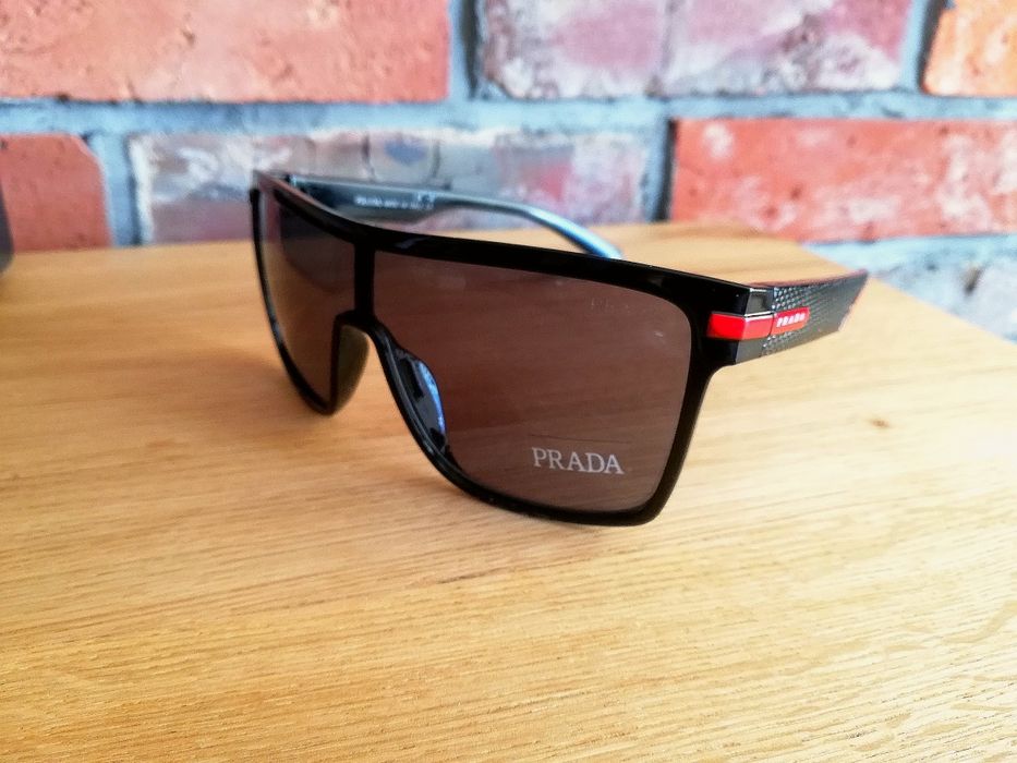 Męskie okulary przeciwsłoneczne Prada - Black shiny nowy model 2022
