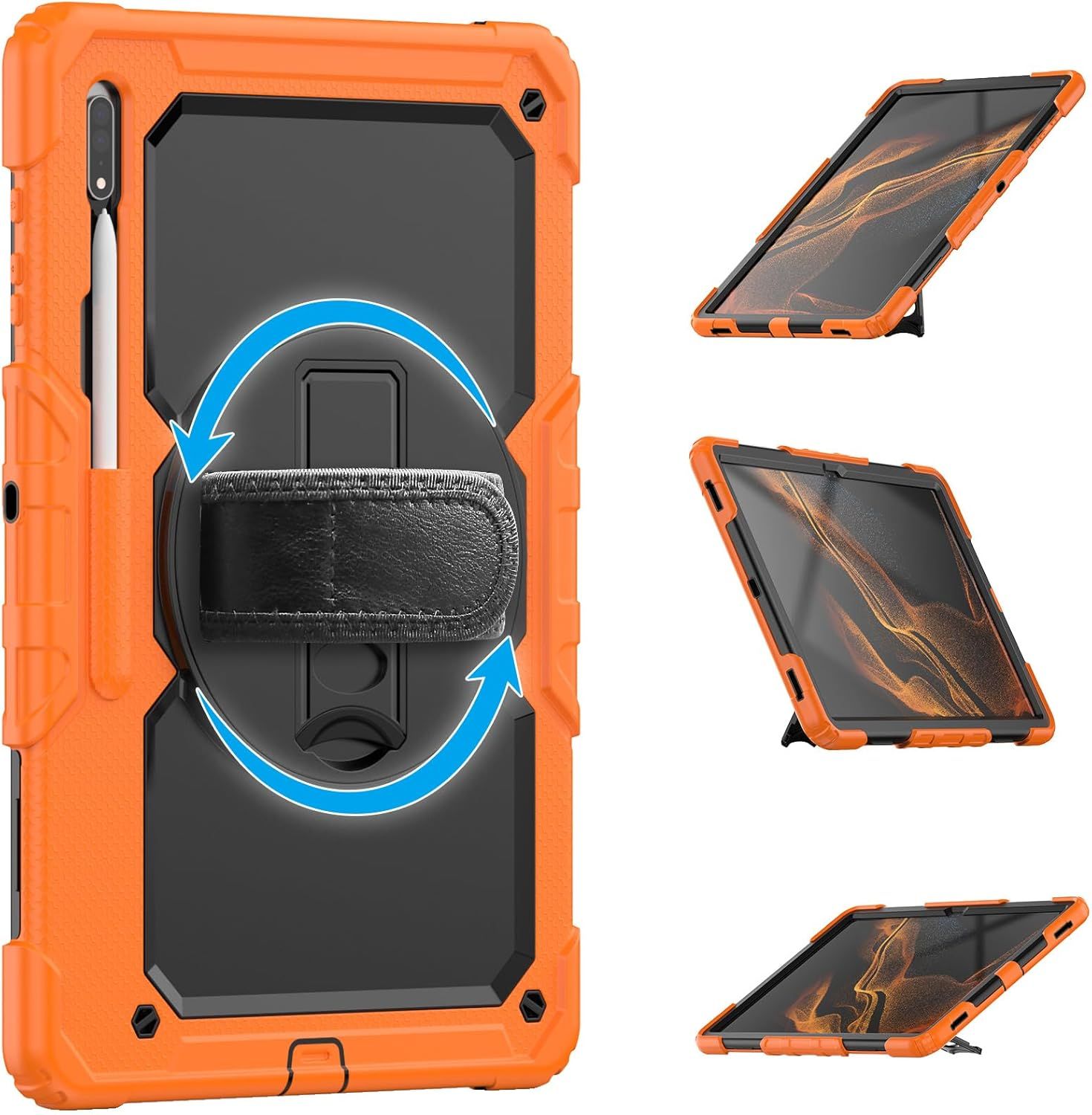 Etui do Samsung Galaxy Tab S8 + / S8 Plus 12,4” z Paskiem Pomarańczowe