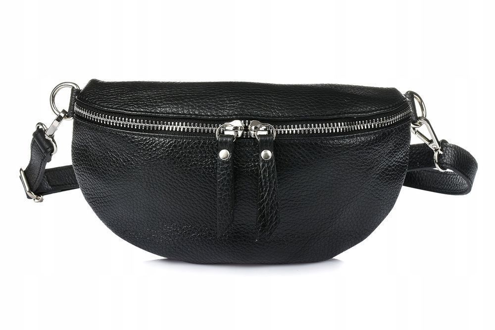 Damska Skórzana Włoska Saszetka Nerka na pasek