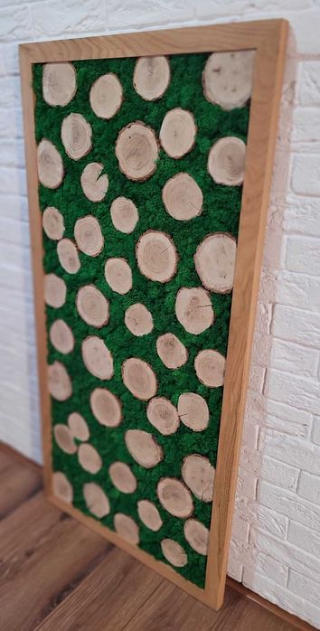 Duży obraz z mchu chrobotek, dębowa ramka, handmade, prezent