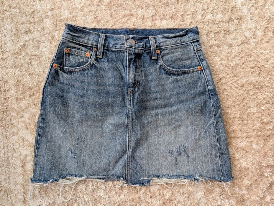 Spódnica jeansowa mini Levi's S 36 dziury przetarcia