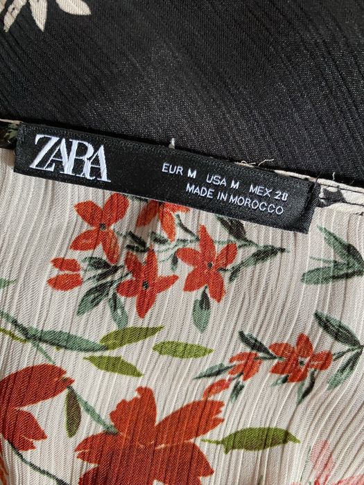 Elegancka kwiatowa sukienka midi Zara M 38 kopertowy dekolt