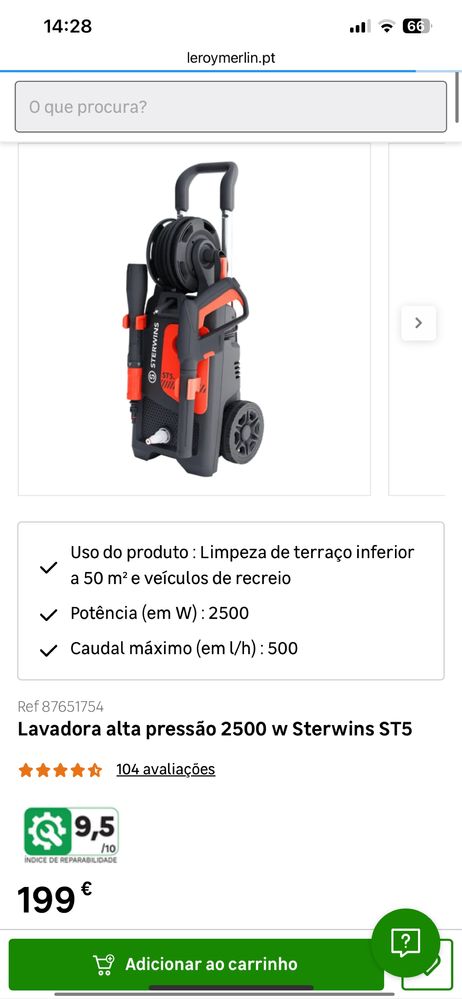 Maquina de lavar a pressão 2500w